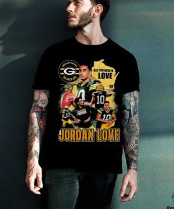 Official green Bay Packers all you need is love Jordan Love signature 2024 shirt 2 Official green Bay Packers all you need is love Jordan Love signature 2024 shirt