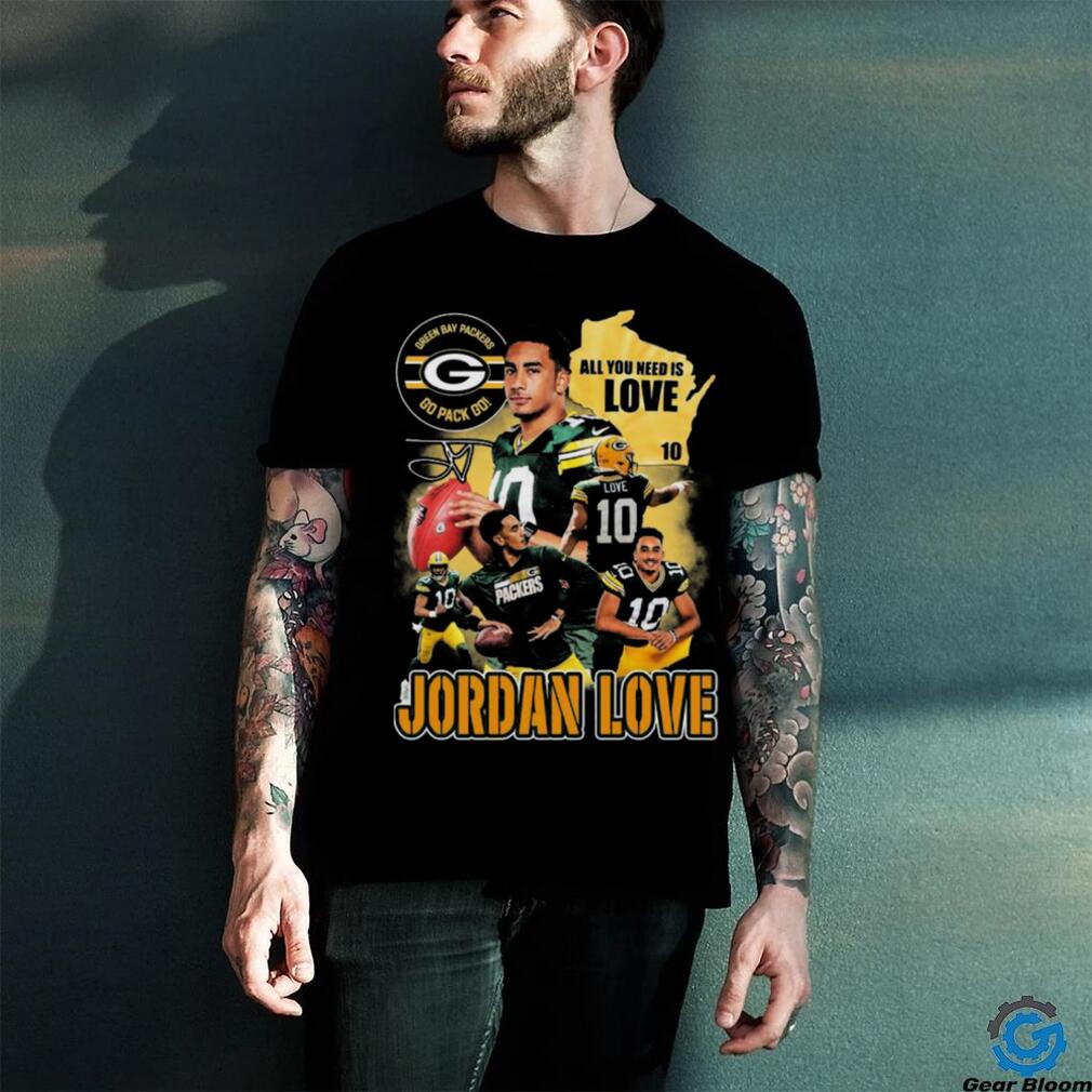 Official green Bay Packers all you need is love Jordan Love signature 2024 shirt Official green Bay Packers all you need is love Jordan Love signature 2024 shirt