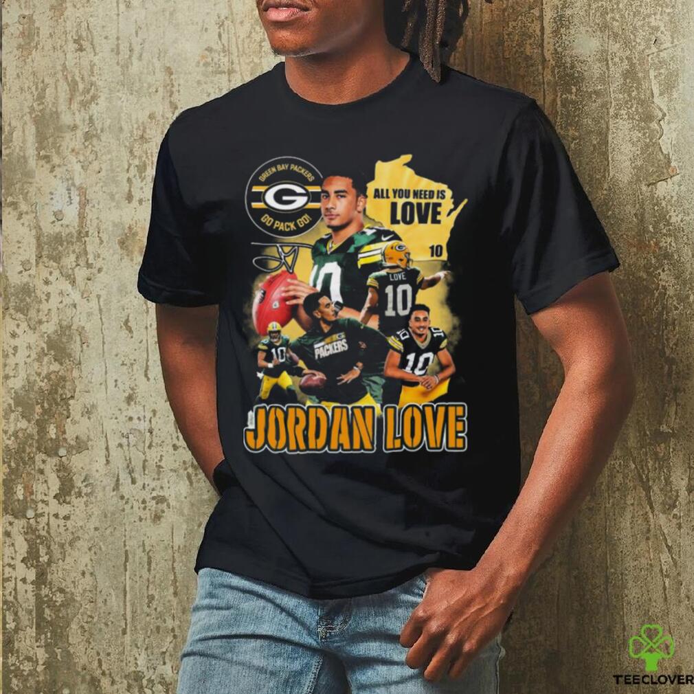 Official green Bay Packers all you need is love Jordan Love signature 2024 shirt Official green Bay Packers all you need is love Jordan Love signature 2024 shirt
