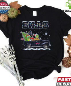 Official happy Merry Christmas The Grinch drive a car Buffalo Bills football logo flag gift Shirt