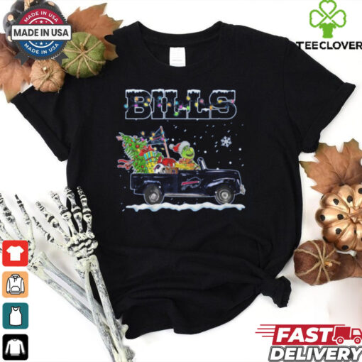 Official happy Merry Christmas The Grinch drive a car Buffalo Bills football logo flag gift Shirt