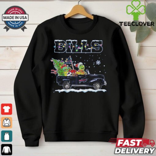 Official happy Merry Christmas The Grinch drive a car Buffalo Bills football logo flag gift Shirt