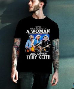 Official never Underestimate A Woman Who Listen To Country Music And Loves Toby Keith 1961 2024 Signature Shirt