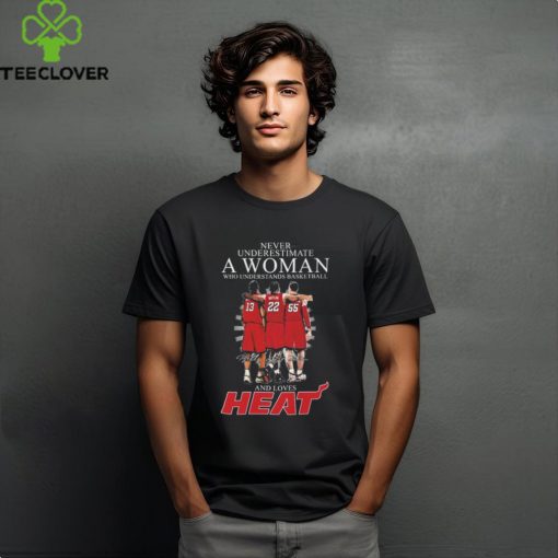 Official never Underestimate A Woman Who Understands Basketball And Loves Miami Heat Adebayo, Butler And Robinson Signatures Shirt
