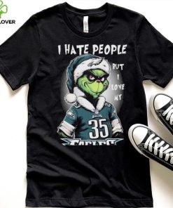 Official official I Hate People But I Love My Philadelphia Eagles Santa Grinch Christmas Shirt