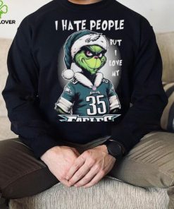 Official official I Hate People But I Love My Philadelphia Eagles Santa Grinch Christmas Shirt