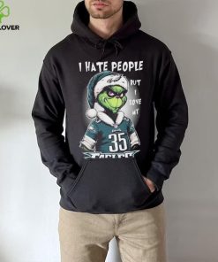 Official official I Hate People But I Love My Philadelphia Eagles Santa Grinch Christmas Shirt