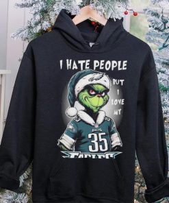 Official official I Hate People But I Love My Philadelphia Eagles Santa Grinch Christmas Shirt