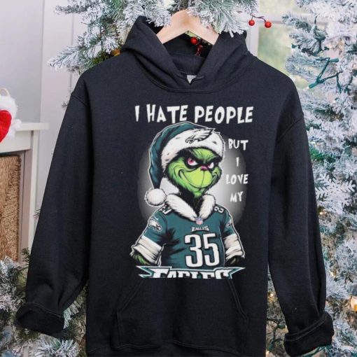 Official official I Hate People But I Love My Philadelphia Eagles Santa Grinch Christmas Shirt