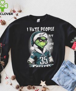 Official official I Hate People But I Love My Philadelphia Eagles Santa Grinch Christmas Shirt