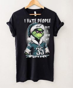 Official official I Hate People But I Love My Philadelphia Eagles Santa Grinch Christmas Shirt