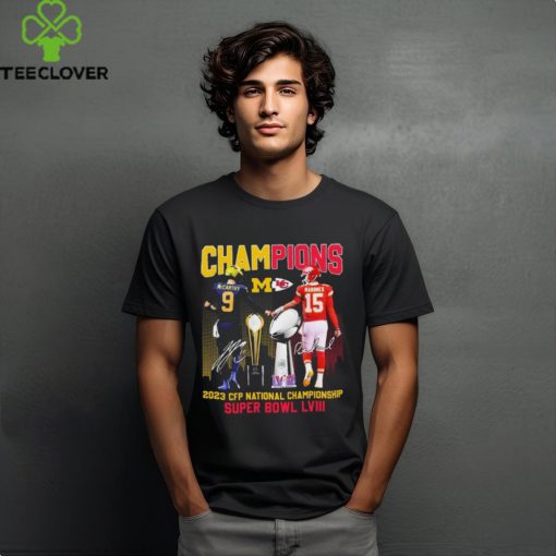 Official official Michigan and Kansas City McCarthy and Mahomes Champions 2023 CFP National championship And Super bowl LVIII shirt