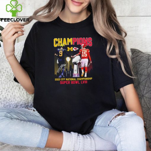 Official official Michigan and Kansas City McCarthy and Mahomes Champions 2023 CFP National championship And Super bowl LVIII shirt