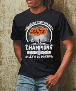 Official oklahoma State Cowboys Skyline 2023 Taxact Texas Bowl Champions Let’s Go Pokes T Shirt