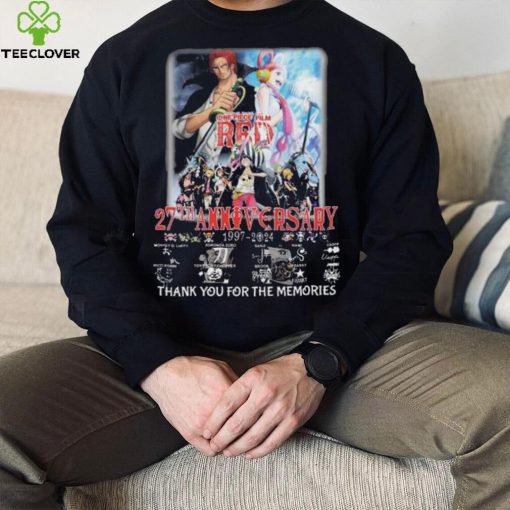 Official one Piece Red 27th Anniversary 1997 2024 thank you for the memories Signatures Shirt