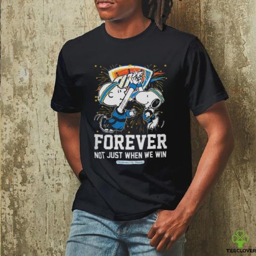 Official peanuts Snoopy x Charlie Brown High Five Oklahoma City Thunder Forever Not Just When We Win 2024 Shirt