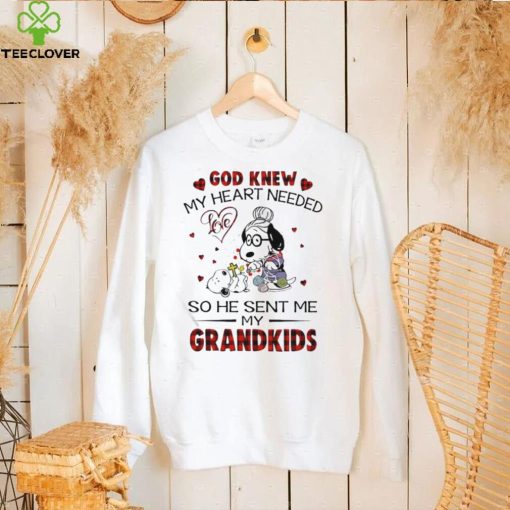 Official snoopy And Friends God Knew My Heart Needed So He Sent Me My Grandkids T hoodie, sweater, longsleeve, shirt v-neck, t-shirt