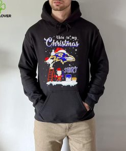 Official snoopy and Charlie Brown NFL Baltimore Ravens This Is My Christmas T Shirt