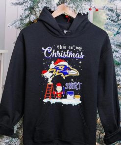 Official snoopy and Charlie Brown NFL Baltimore Ravens This Is My Christmas T Shirt