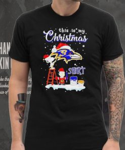 Official snoopy and Charlie Brown NFL Baltimore Ravens This Is My Christmas T Shirt