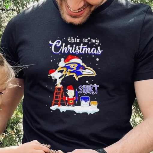 Official snoopy and Charlie Brown NFL Baltimore Ravens This Is My Christmas T Shirt