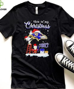 Official snoopy and Charlie Brown NFL Baltimore Ravens This Is My Christmas T Shirt