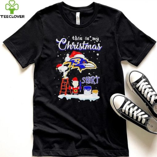 Official snoopy and Charlie Brown NFL Baltimore Ravens This Is My Christmas T Shirt