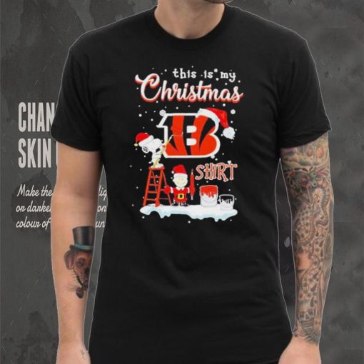 Official snoopy and Charlie Brown NFL Cincinnati Bengals This Is My Christmas T Shirt