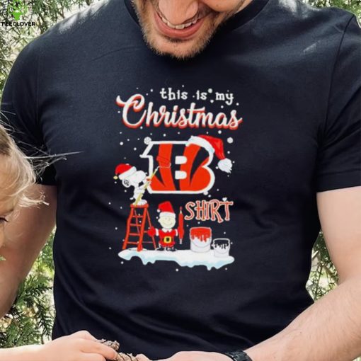 Official snoopy and Charlie Brown NFL Cincinnati Bengals This Is My Christmas T Shirt