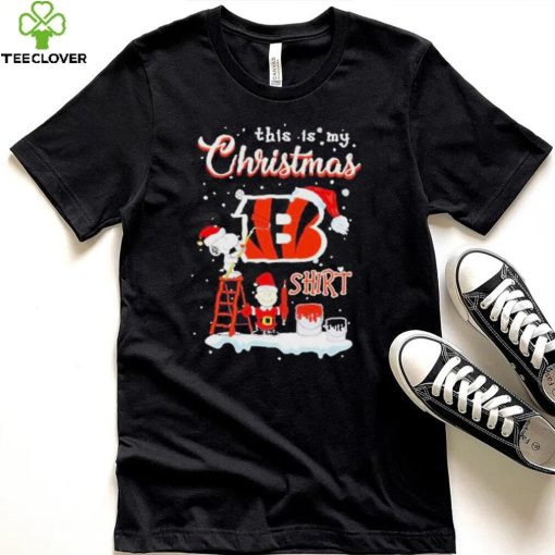 Official snoopy and Charlie Brown NFL Cincinnati Bengals This Is My Christmas T Shirt