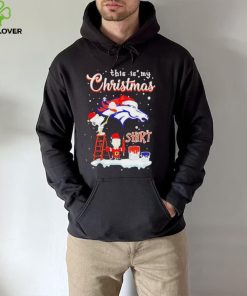 Official snoopy and Charlie Brown NFL Denver Broncos This Is My Christmas T Shirt