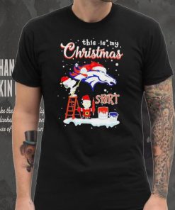 Official snoopy and Charlie Brown NFL Denver Broncos This Is My Christmas T Shirt