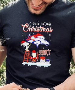 Official snoopy and Charlie Brown NFL Denver Broncos This Is My Christmas T Shirt