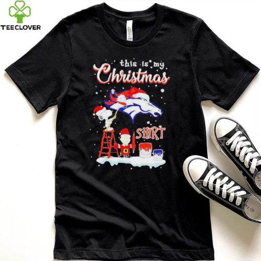 Official snoopy and Charlie Brown NFL Denver Broncos This Is My Christmas T Shirt