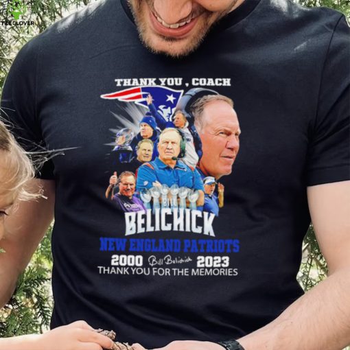 Official thank you coach Bill Belichick New England Patriots 2000 2023 thank you for the memories signature hoodie, sweater, longsleeve, shirt v-neck, t-shirt