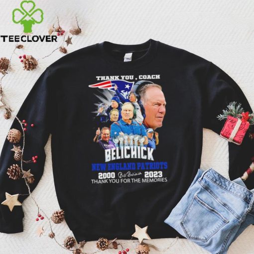 Official thank you coach Bill Belichick New England Patriots 2000 2023 thank you for the memories signature hoodie, sweater, longsleeve, shirt v-neck, t-shirt