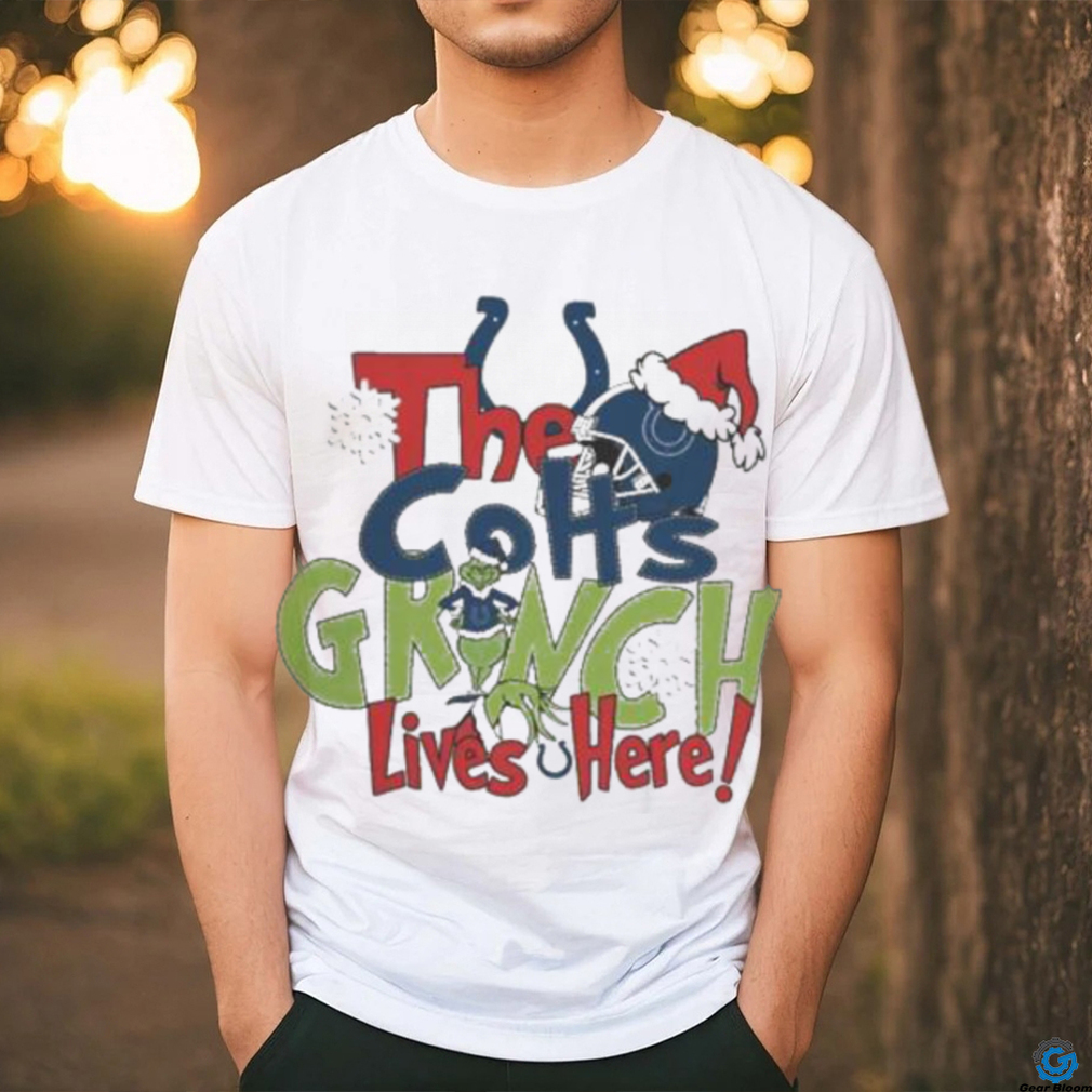 Official the Colts Grinch Lives Here Christmas T Shirt Official the Colts Grinch Lives Here Christmas T Shirt