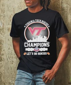 Official virginia Tech Let’s Go Hokies 2023 Military Bowl Champions Skyline T Shirt