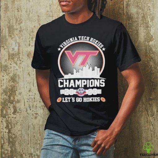 Official virginia Tech Let’s Go Hokies 2023 Military Bowl Champions Skyline T Shirt