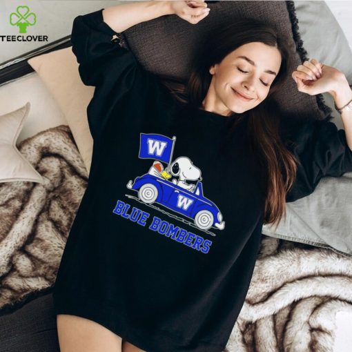 Snoopy drive a car Blue Bombers football flag logo gift hoodie, sweater, longsleeve, shirt v-neck, t-shirt