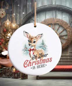 Oh Deer Christmas is Here Vintage Ceramic Christmas Ornament, Family Christmas Tradition, Family Fun, Reindeer, Holiday, Christmas Tree