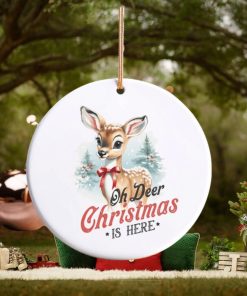 Oh Deer Christmas is Here Vintage Ceramic Christmas Ornament, Family Christmas Tradition, Family Fun, Reindeer, Holiday, Christmas Tree