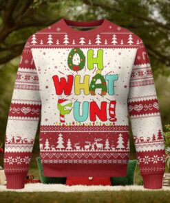 Oh What Fun Xmas Candy Cane Ugly Christmas Sweater