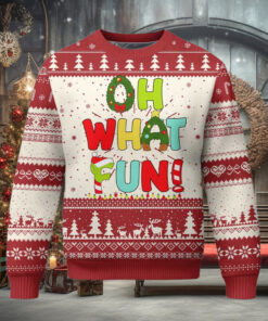 Oh What Fun Xmas Candy Cane Ugly Christmas Sweater