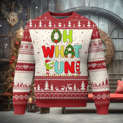 Oh What Fun Xmas Candy Cane Ugly Christmas Sweater