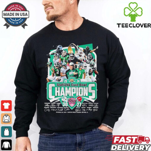 Ohio Bobcats 2024 StaffDNA Cure Bowl Champions signatures shirt