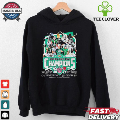 Ohio Bobcats 2024 StaffDNA Cure Bowl Champions signatures shirt