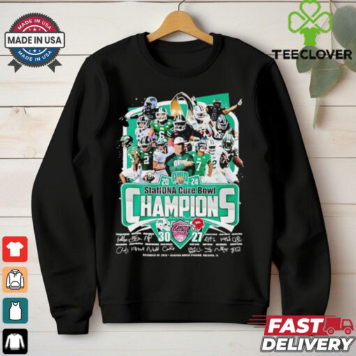 Ohio Bobcats 2024 StaffDNA Cure Bowl Champions signatures shirt