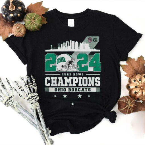 Ohio Bobcats Celebrating Staff DNA Cure Bowl 2024 Champions T Shirt