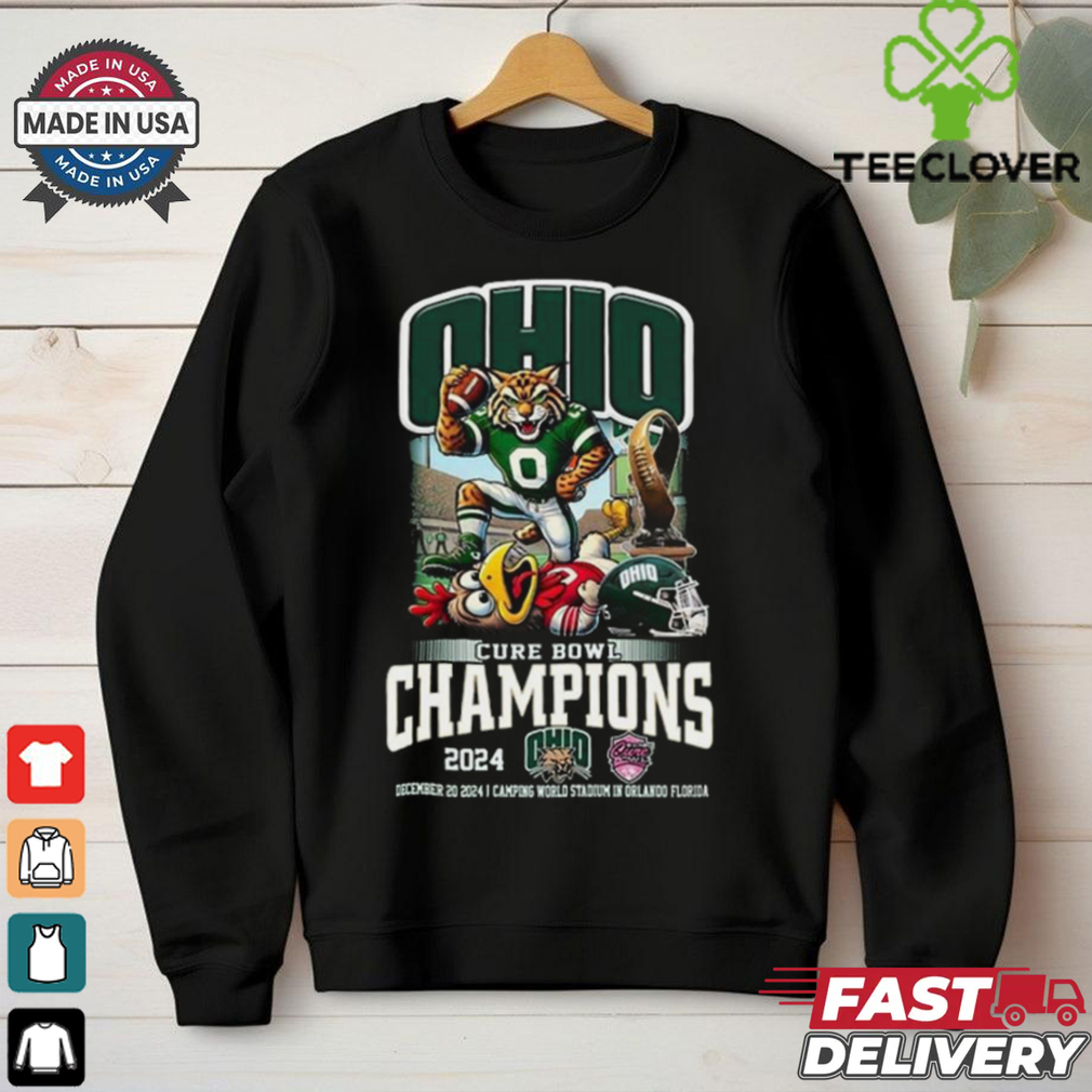 Ohio Bobcats Cure Bowl Champions Of 2024 Proud Mascot 2D Shirt Ohio Bobcats Cure Bowl Champions Of 2024 Proud Mascot 2D Shirt